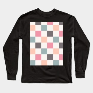 Summer Checkerboard Pattern Retro Vintage Long Sleeve T-Shirt